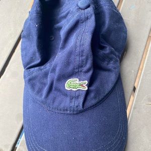 Lacoste navy blue hat with adjustable leather strap